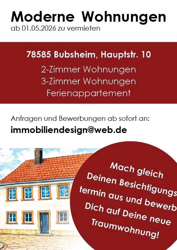 Thumbnail-NEUE Wohnungen zu vermieten - 78585 Bubsheim - 2 und 3 Zimmer