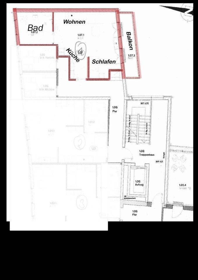 Thumbnail-geräumige 1-Raum-Wohnung mit Balkon im Zentrum von Stralsund