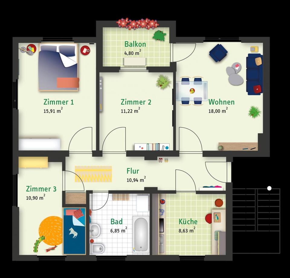 Thumbnail-4-Zimmer Wohnung in Halle-Rosengarten