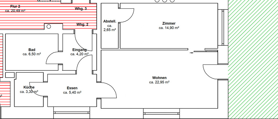 Thumbnail-2-Zim-Wohnung 60 m² mit Terrasse – komplett renoviert