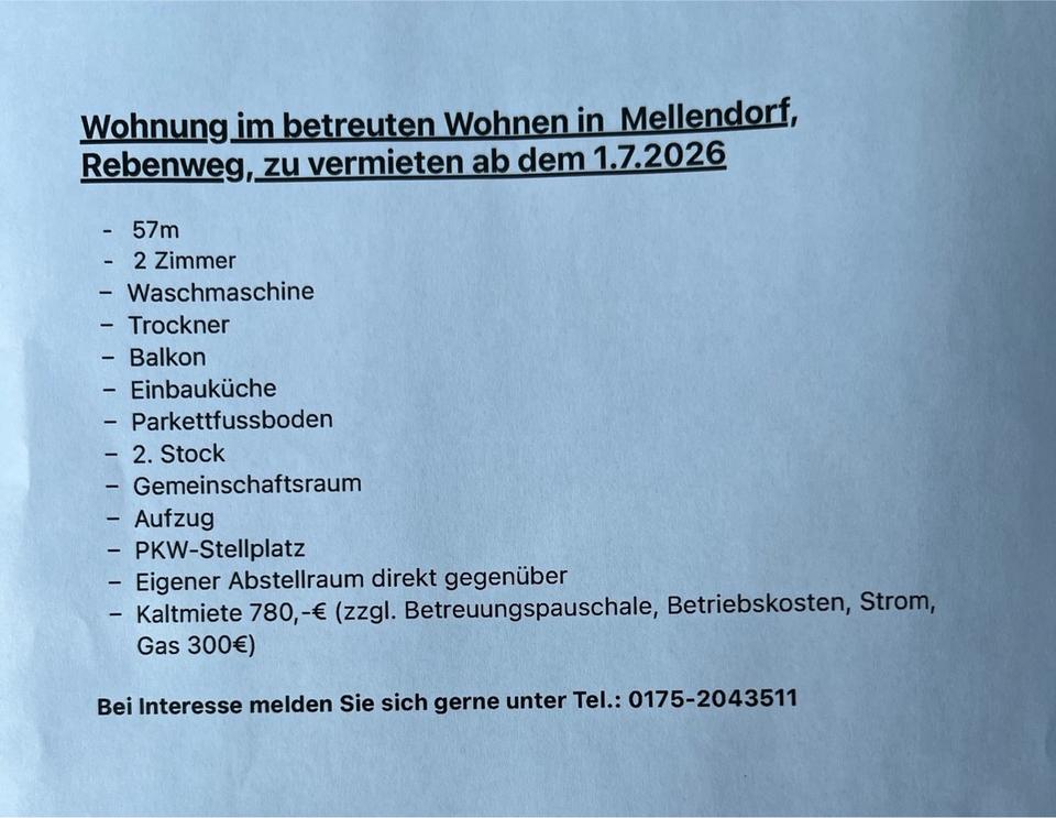 Thumbnail-2 Zi. Whg., betreutes Wohnen, Mellendorf, Carport, teilmöbliert