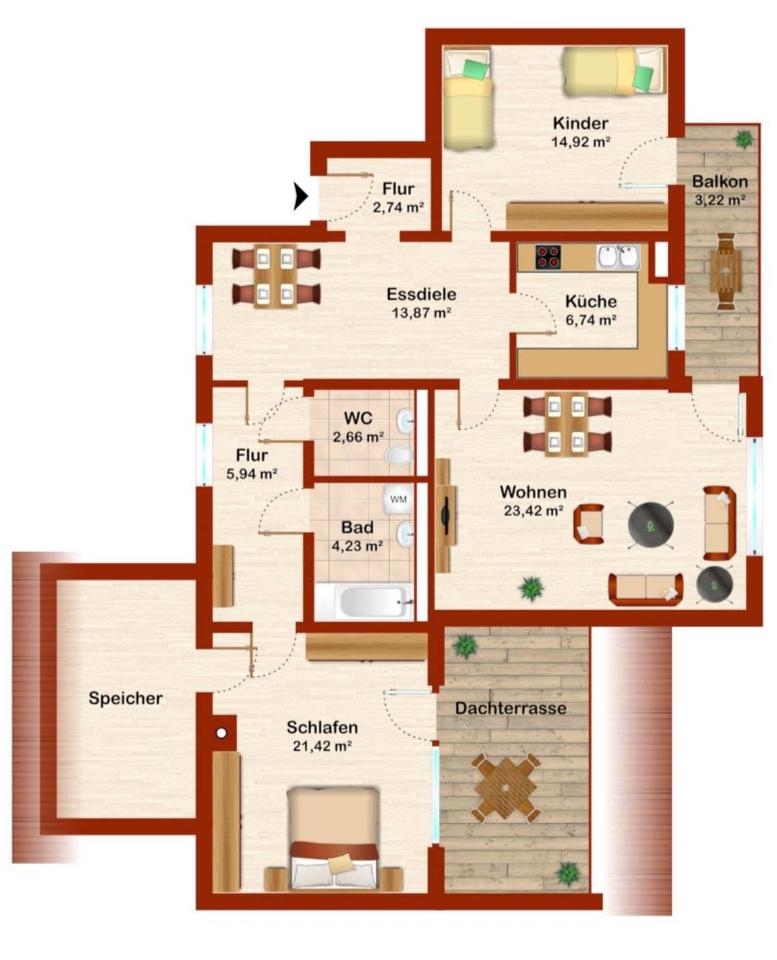 Thumbnail-1 WG Zimmer in Zentrumsnähe mit Balkon und Dachterasse