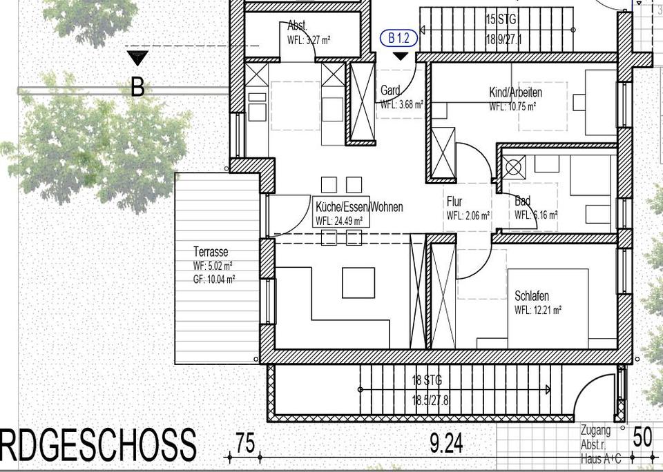 Thumbnail-Moderne 3-Zimmer-EG-Wohnung mit Garten & Garage