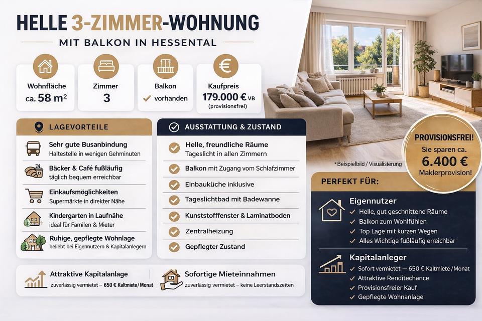 Thumbnail-Helle 3 Zimmerwohnung mit Balkon in Hessental – provisionsfrei