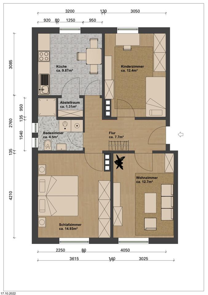 Thumbnail-Helle, zentrumsnahe Mietwohnung in Nordenham, 3ZKB