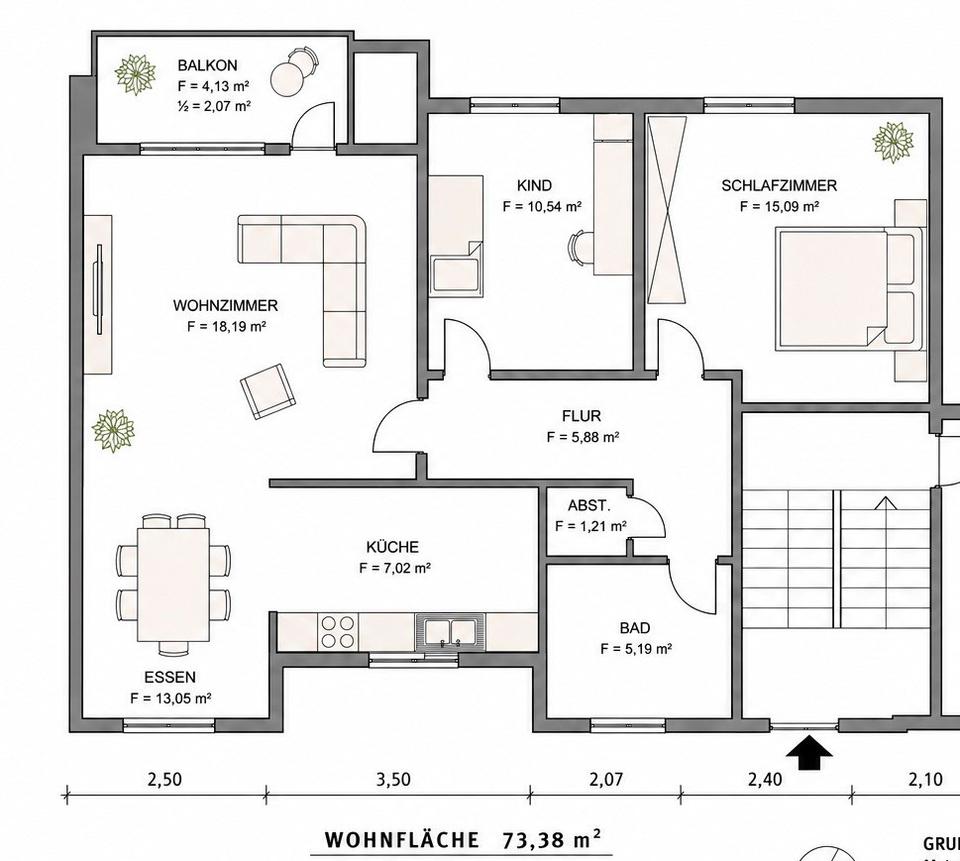 Thumbnail-Helle 3-Zimmer-Wohnung mit Balkon in Harrislee