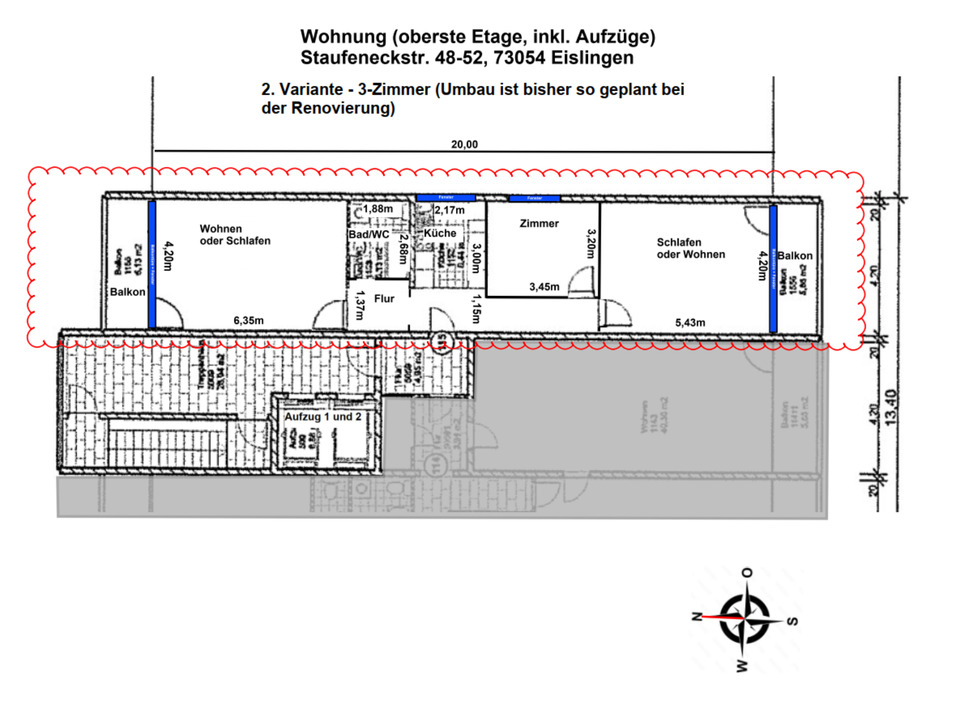 Thumbnail-Große 3-Zimmerwohnung mit 86qm und 2 Balkone, Aufzug und TG
