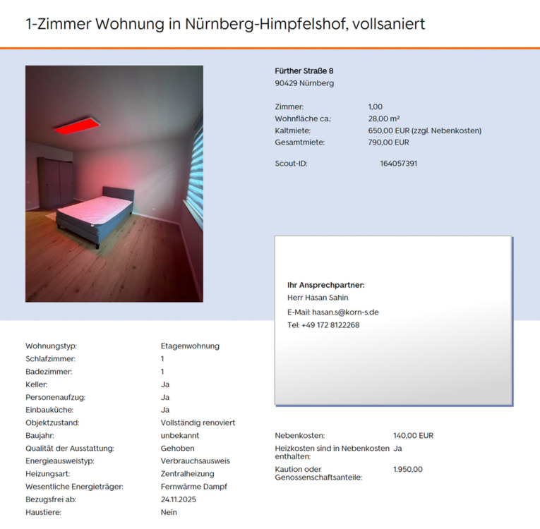 Thumbnail-Möbeliertes 1-Zimmer Apartment