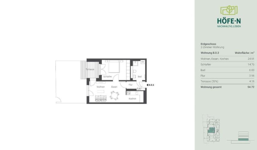 Thumbnail-Erstbezug: EG 2-Zimmer-Wohnung inklusive Garten und Stellplatz