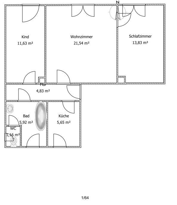 Thumbnail-Schöne sonnige, familienfreundliche 3 Raum Wohung mit 66m²