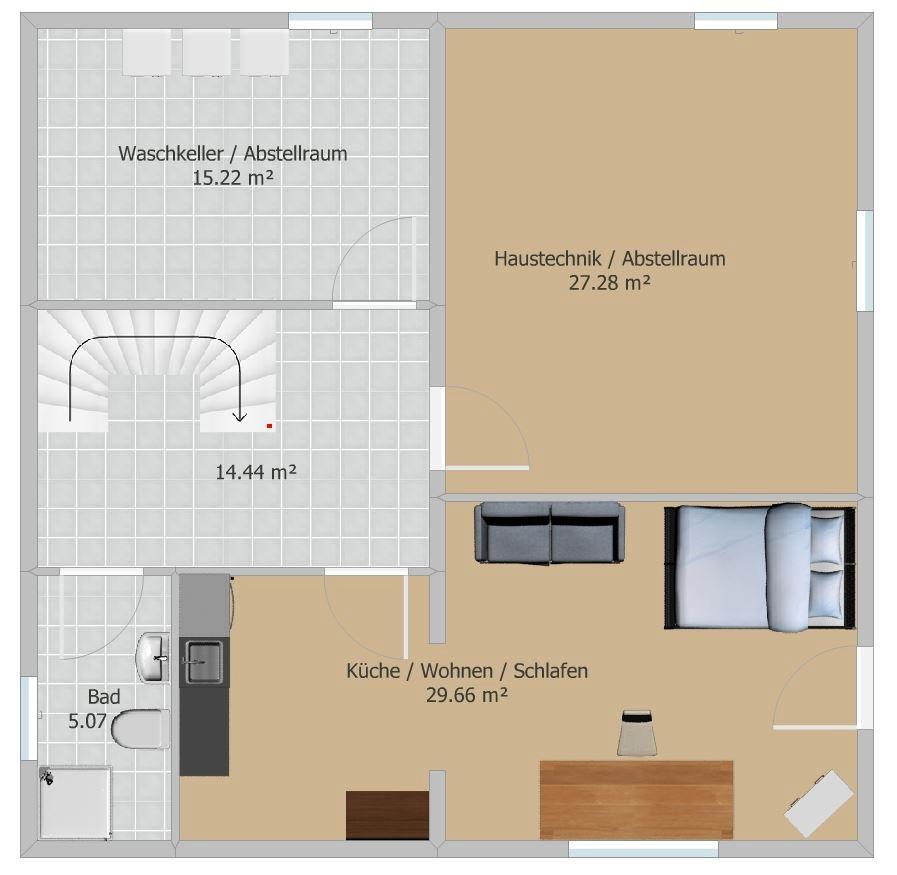 Thumbnail-All-Inclusive 1-Zimmer-Wohnung mit Möbel Internet Garten Südlage