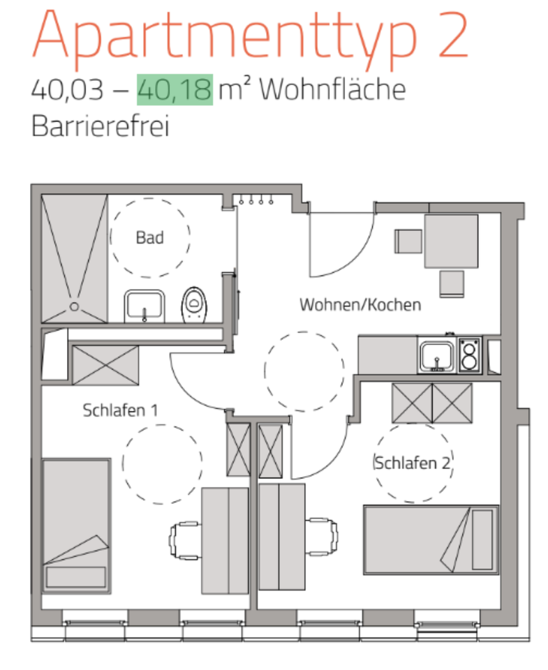 Thumbnail-Großzügiges 2-Zimmer-Premium-Apartment (40,18 m²) mit Loggia in U