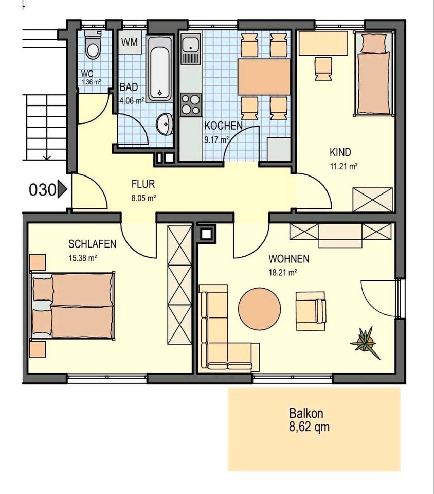 Thumbnail-Bezugsfreie 3-Zimmer Eigentumswohnung mit Stellplatz+Keller
