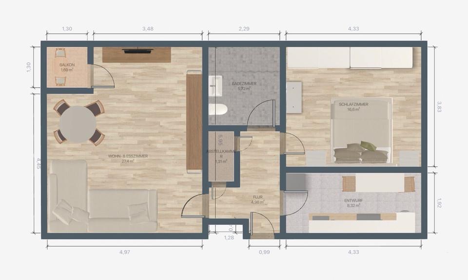 Thumbnail-Helle 2-Zimmer-Wohnung mit Balkon in Wuppertal-Elberfeld