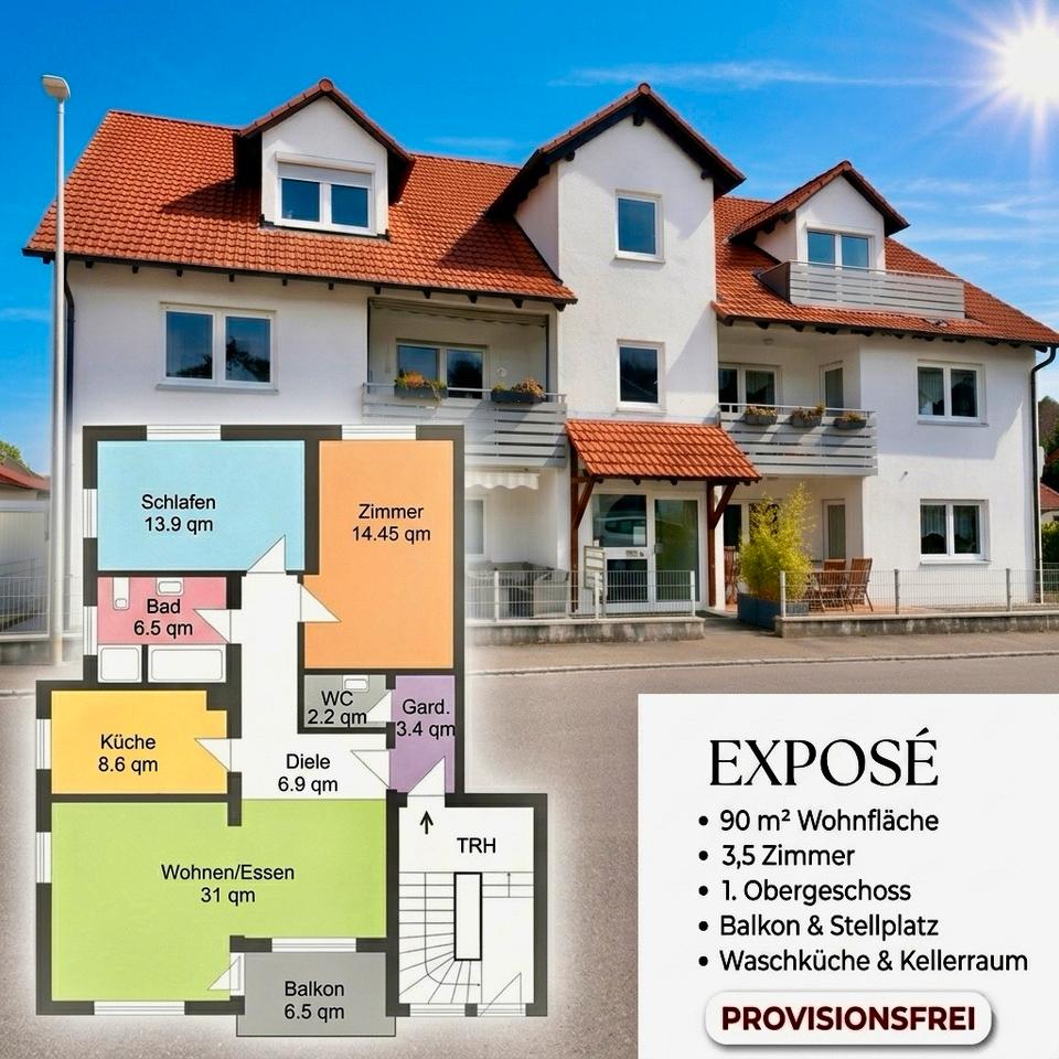 Thumbnail-Provisionsfrei! Helle 3,5-Zi.-Wohnung mit Balkon & Stellplatz