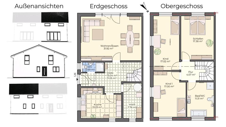 Thumbnail-Energiespar Doppelhaushälfte (PV+WP) mit Garten, Erstbezug