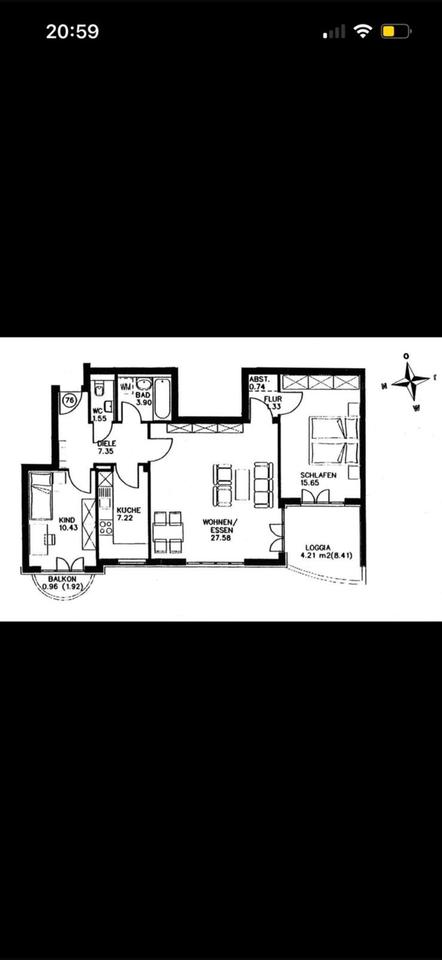 Thumbnail-3-Zimmer-Wohnung (86 qm) mit Balkon, Loggia & 2 TG-Stellplätzen