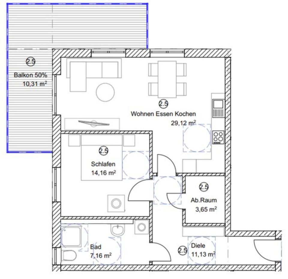 Thumbnail-Tolle 2,5 Zi.-WHG, Balkon, Küche, Lift, 75 qm - neue Wohnanlage