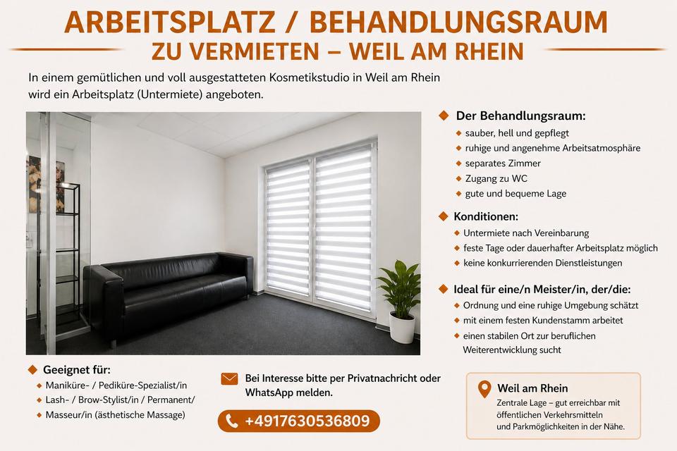 Thumbnail-Studio in Weil am Rhein,Behandlungsraum zu vermieten.
