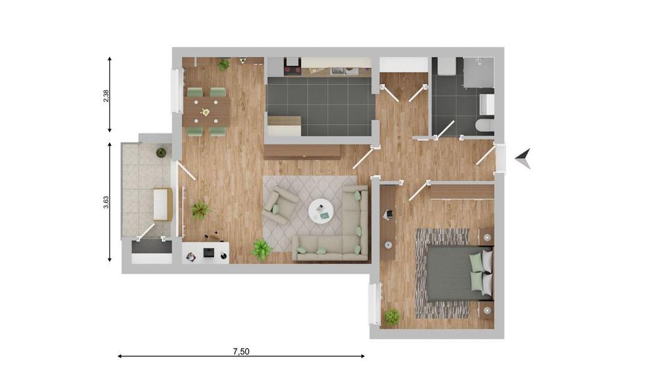 Thumbnail-Attraktive-Ruhige-2-Zimmer-Wohnung in Harrislee mit Balkon