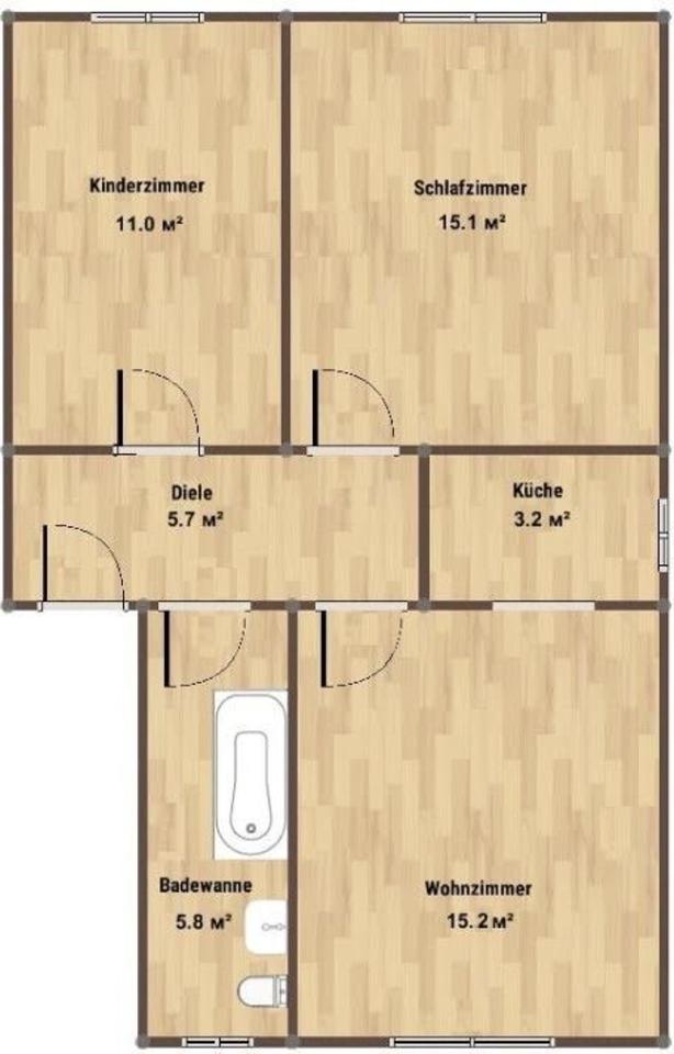 Thumbnail-3-Zimmer-Wohnung in Hagen-Haspe – 56 m²