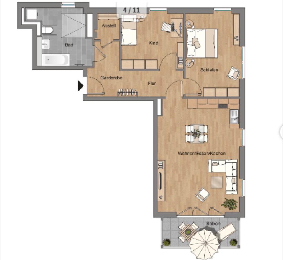 Thumbnail-3-Zimmer-Wohnung mit Balkon in Braunschweig-Rautheim