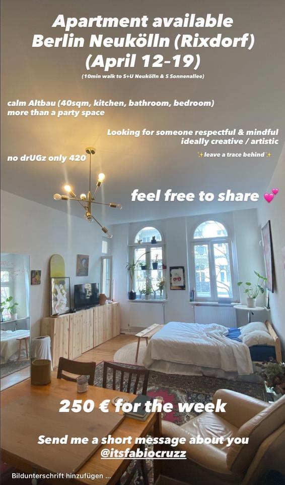 Thumbnail-Apartment available Berlin Neukölln (April 12-19)