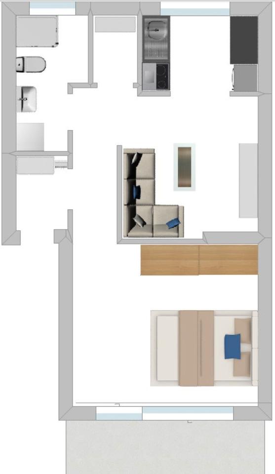 Thumbnail-Möbliertes 1-Zimmer-Apartment mit Balkon & Parkplatz