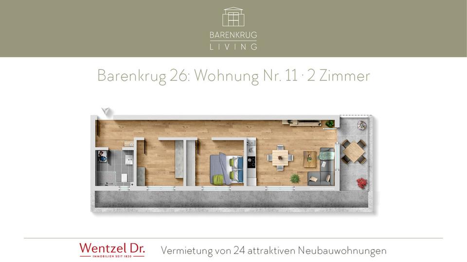Thumbnail-Neubau: 2-Zimmer-Wohnung mit Balkon in ruhiger Lage Farmsen-Berne- Wentzel Dr.