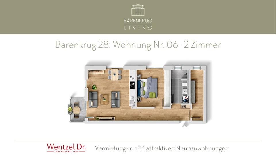 Thumbnail-Erstbezug in Hamburg-Tonndorf – 2 Zimmer mit Balkon – Wentzel Dr.