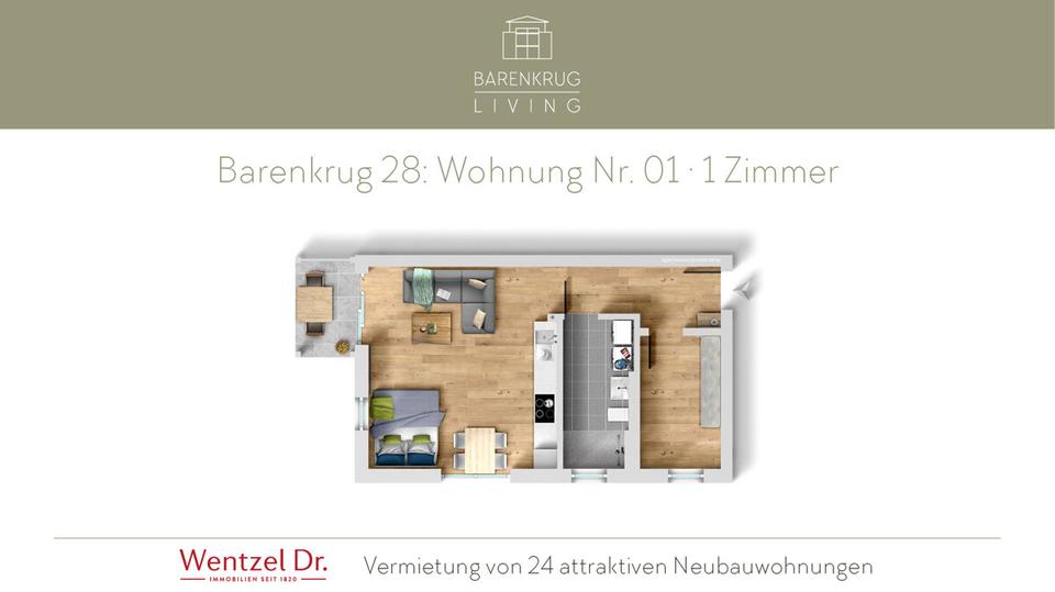 Thumbnail-Moderne 1-Zimmer-Wohnung mit Terrasse – Tonndorf – Wentzel Dr.