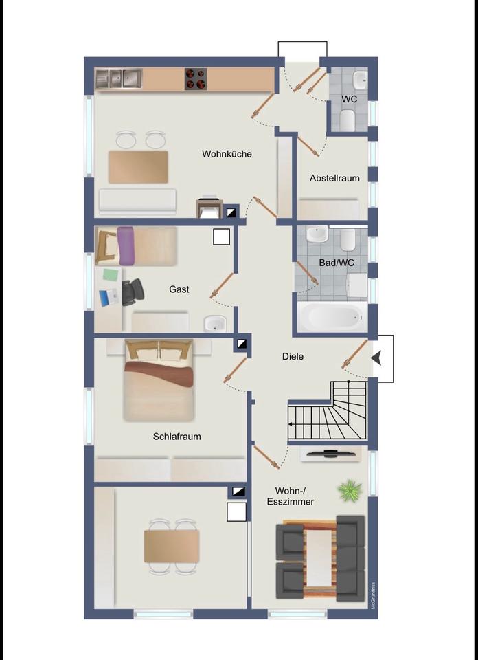 Thumbnail-Renovierte 3,5-Zimmer-Wohnung mit Terrasse und Garten