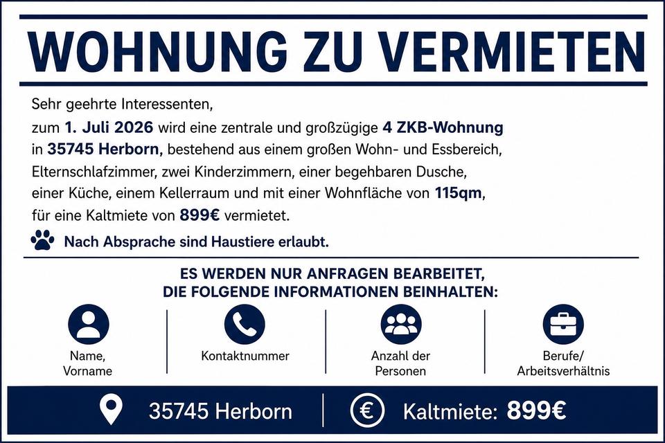 Thumbnail-Zentrale 4-ZKB-Wohnung in Herborn zu vermieten