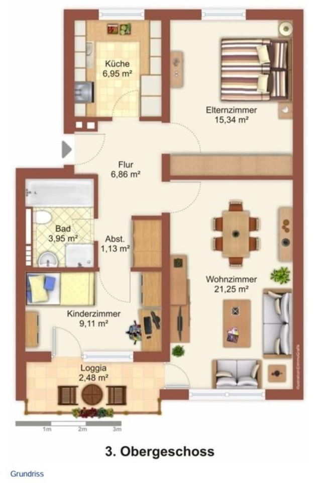 Thumbnail-Helle 3-Zimmer-Wohnung mit Balkon und Stellplatzoption