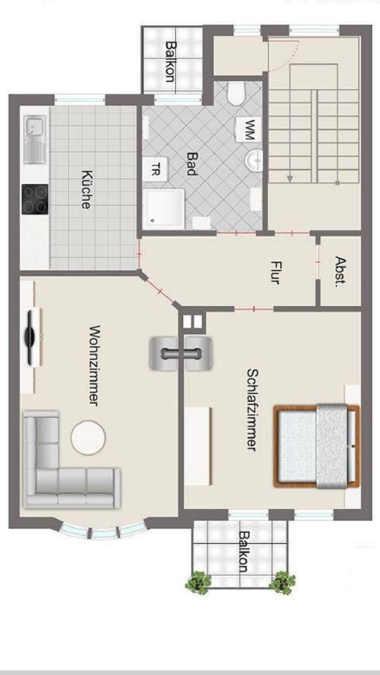 Thumbnail-63 qm 2-RAUM-WOHNUNG Jena Zentrum 2-Zimmer san.Altbau 2x Balkon