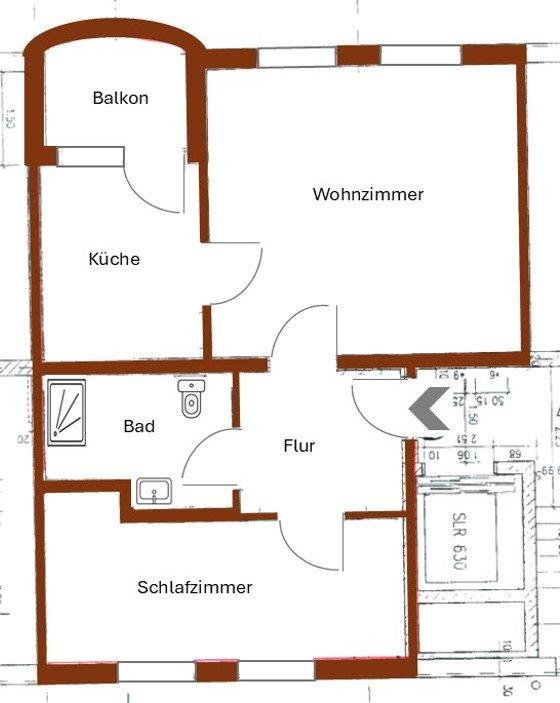 Thumbnail-gemütliche 2-Raum-Wohnung mit Balkon und Fahrstuhl im Stadtzentrum