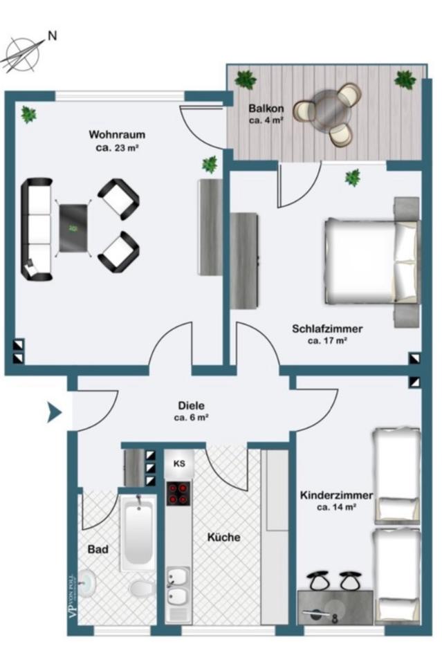 Thumbnail-Eigentumswohnung, 3 Zimmer, Balkon, 2 Kellerräume