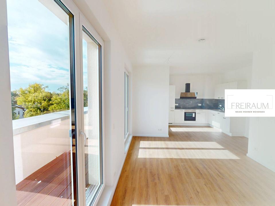 Thumbnail-Moderne und geräumige 3-Zimmer-Penthousewohnung mit DACHTERRASSE und EBK im Weißenseer Neubauquartier FREIRAUM