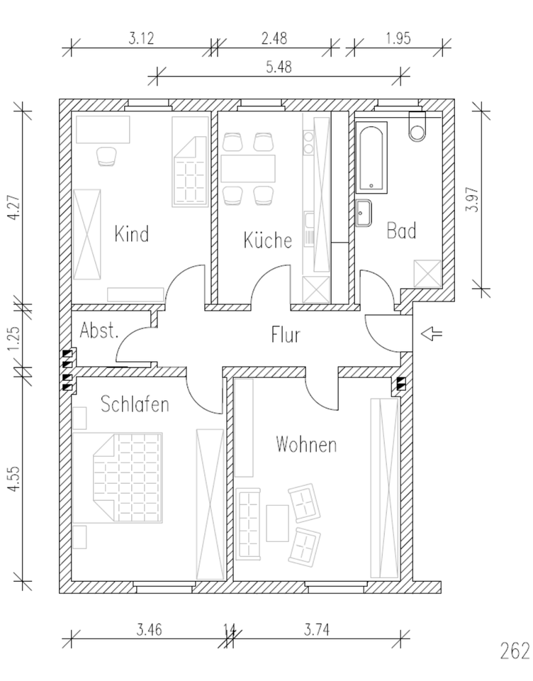 Thumbnail-3-Raum-Wohnung plus separates Zimmer im 4.OG, Wiesenstraße