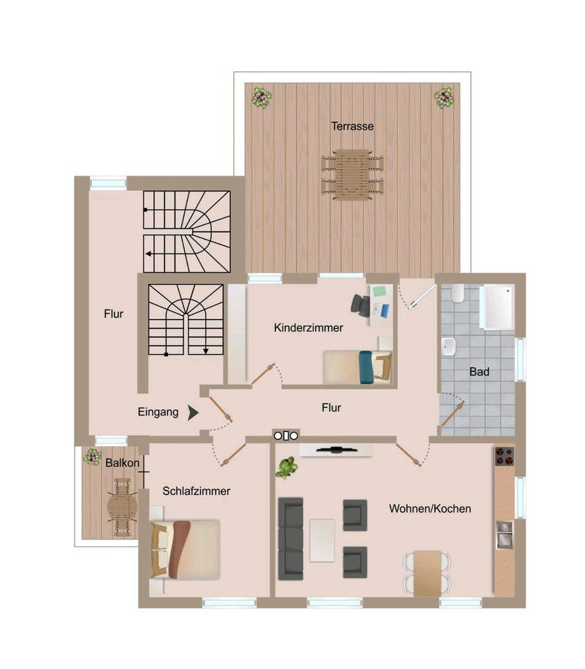 Thumbnail-3 -Zimmerwohnung mit großer Terrasse zu vermieten