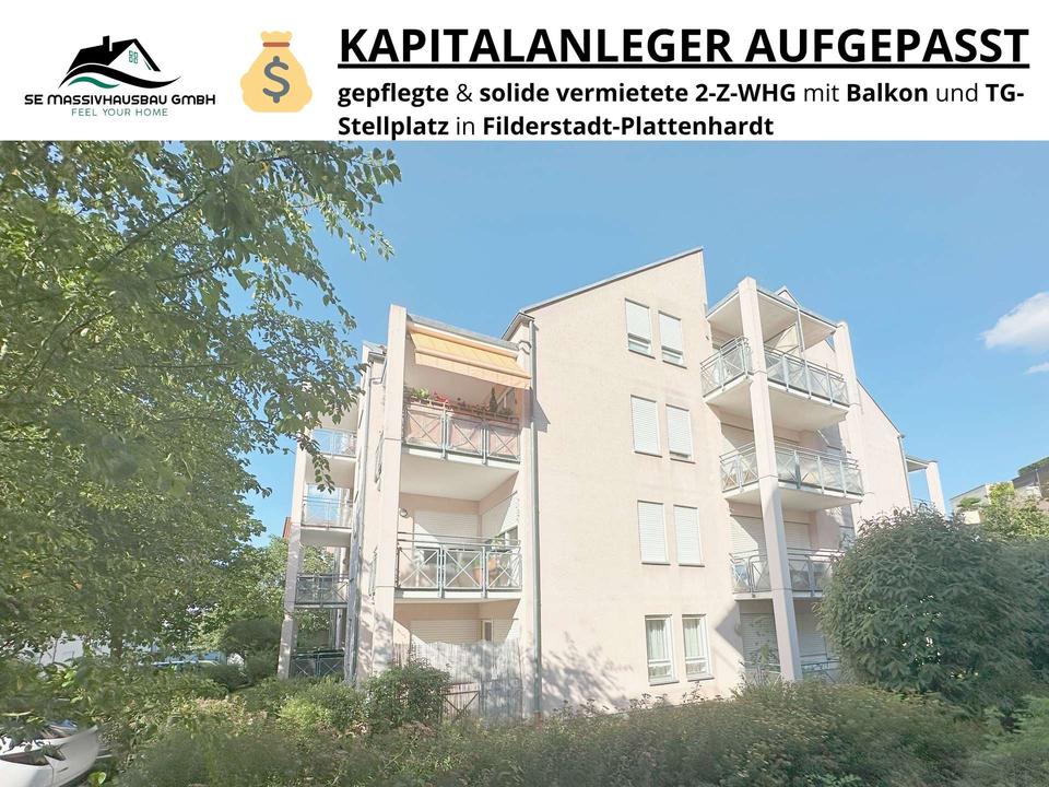 Thumbnail-Solide Kapitalanlage in Filderstadt – vermietete 2-Zimmer-Wohnung mit Balkon und TG-Stellplatz