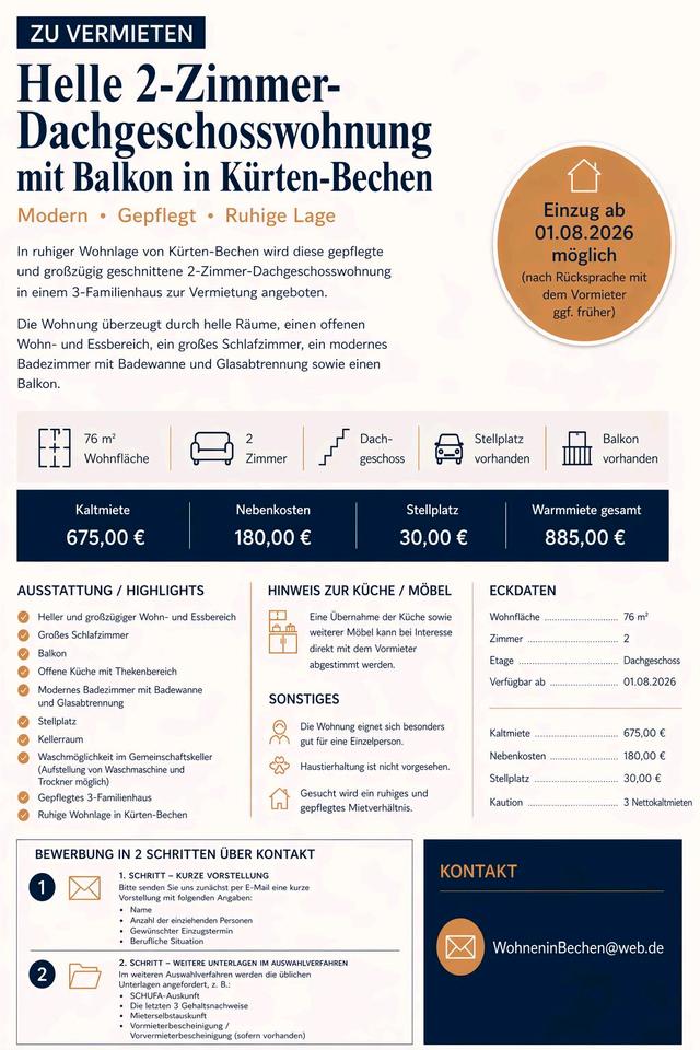 Thumbnail-2-Zimmer-Dachgeschosswohnung mit Balkon in Kürten-Bechen