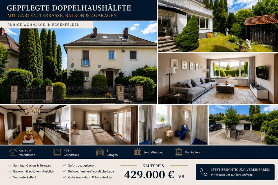 Thumbnail-Gepflegte Doppelhaushälfte mit Garten, Balkon & 2 Garagen