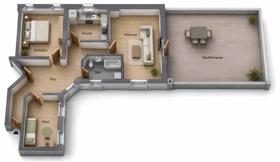 Thumbnail-Stilvolle , großzügige 3-Raumwohnung in direkter Stadtlage mit Dachterrasse