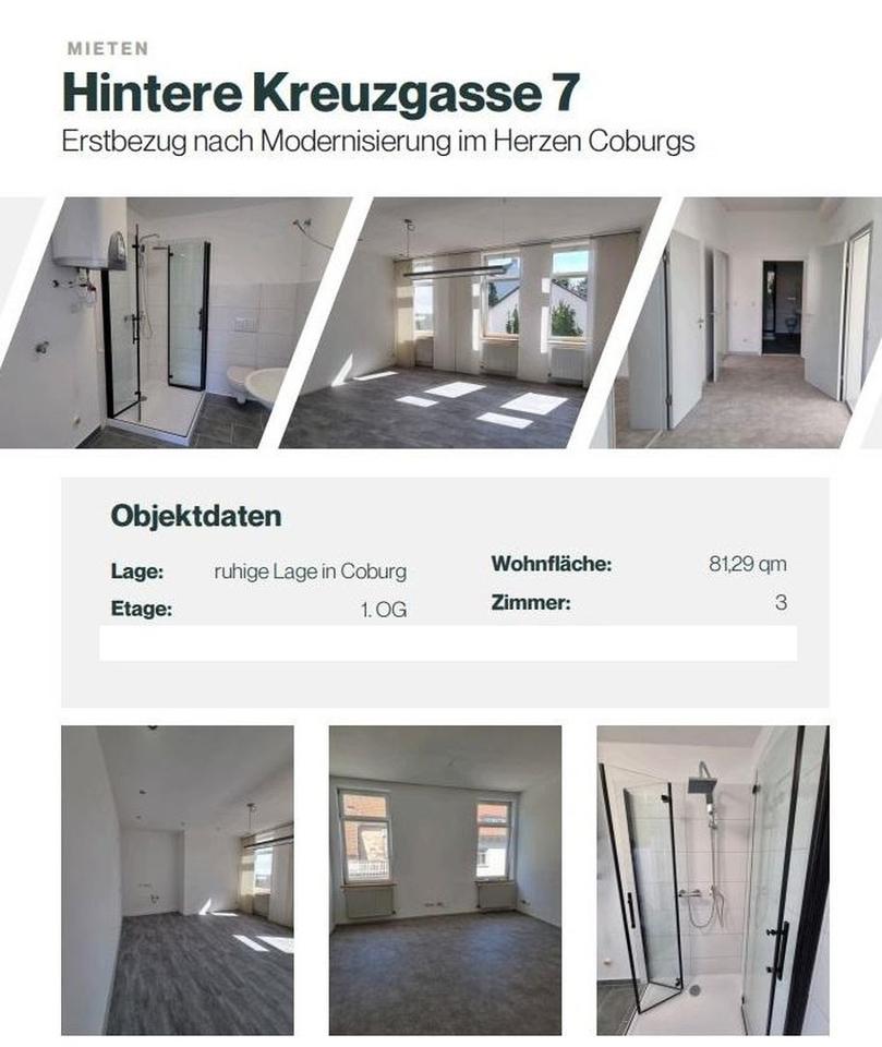 Thumbnail-3 Zimmer Wohnung, 81,29 qm, Coburg Innenstadt, frisch modernisiert