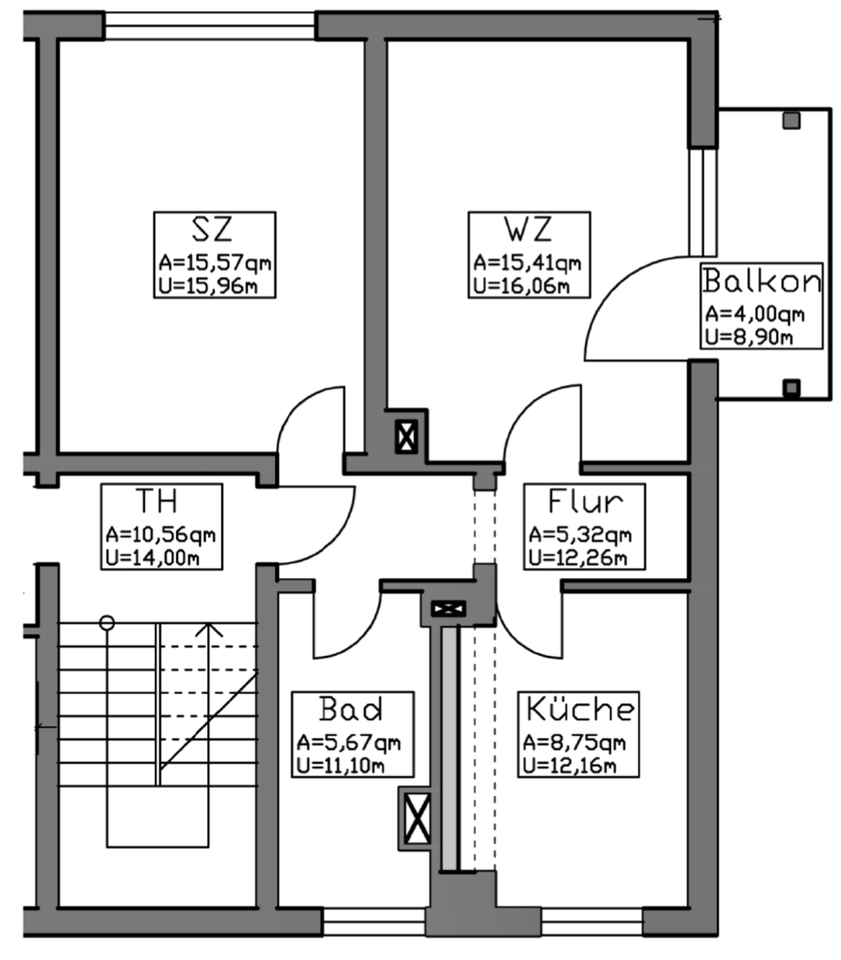 Thumbnail-San. 2-Raum-WE im 1.OG - mit Balkon und Tageslichtbad - 52 m²