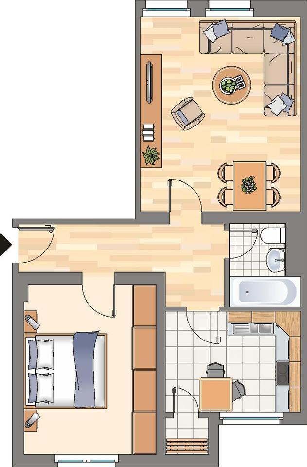 Thumbnail-2-Zimmerwohnung mit neuen Bad und Boden