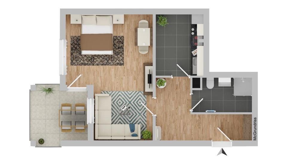 Thumbnail-Geschmackvoll möbilierte 1-Zimmer Wohnung mit Balkon in Speyer