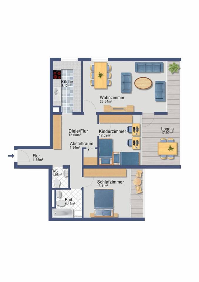 Thumbnail-3-Zimmer-Wohnung in Hochheim zu vermieten