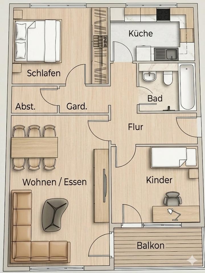 Thumbnail-3-Zimmer Wohnung, EG mit Tiefgaragenstellplatz, SchweinfurtBergl
